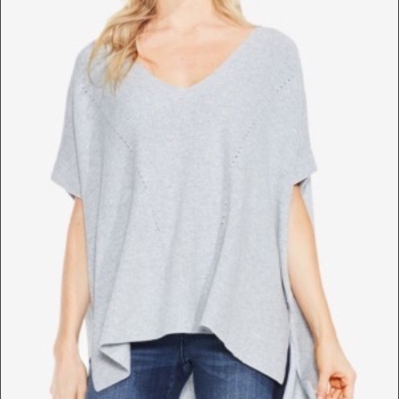 Two by Vince Camuto Gray Cotton Relaxed Elbow Length Sweater Size Extra Small - Picture 1 of 11
